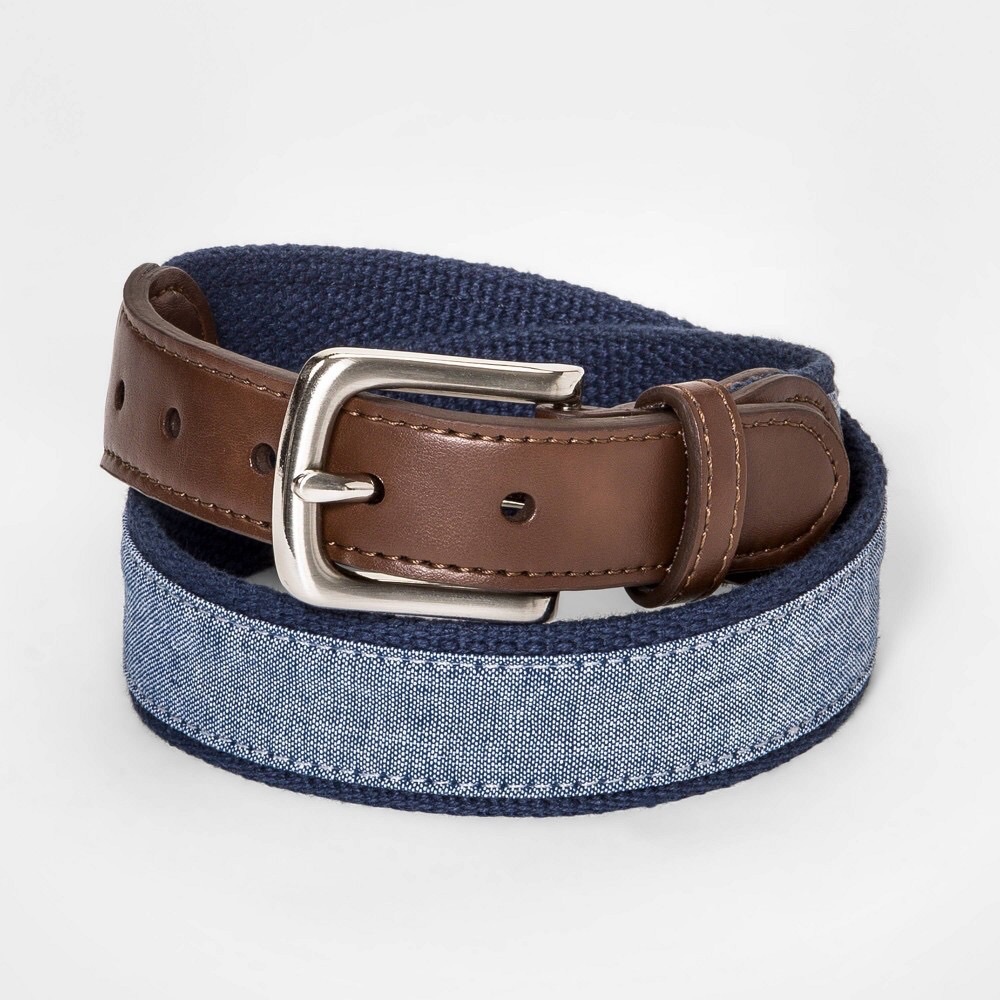 NWT Blue leather Denim Chambray Belt